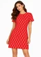 Infinita Cor - Vestido Curto com Pence Gola Redonda Verde - variação: Vermelho