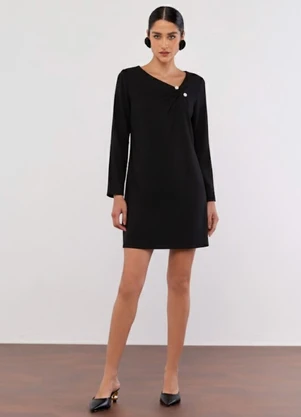 Carlota Costa - Vestido Curto com Pircing Preto - CARLOTA COSTA