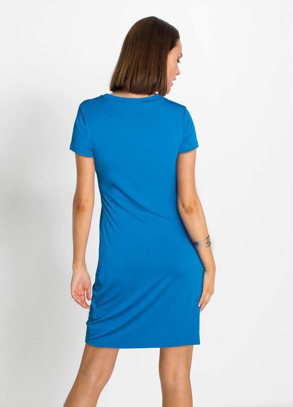Outlet - Vestido Curto com Torção na Barra Azul 5