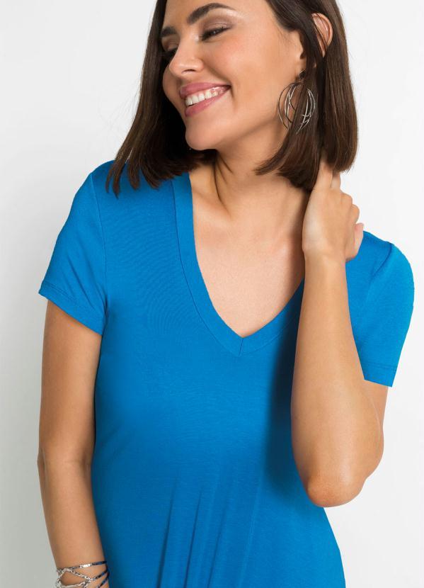Outlet - Vestido Curto com Torção na Barra Azul 4