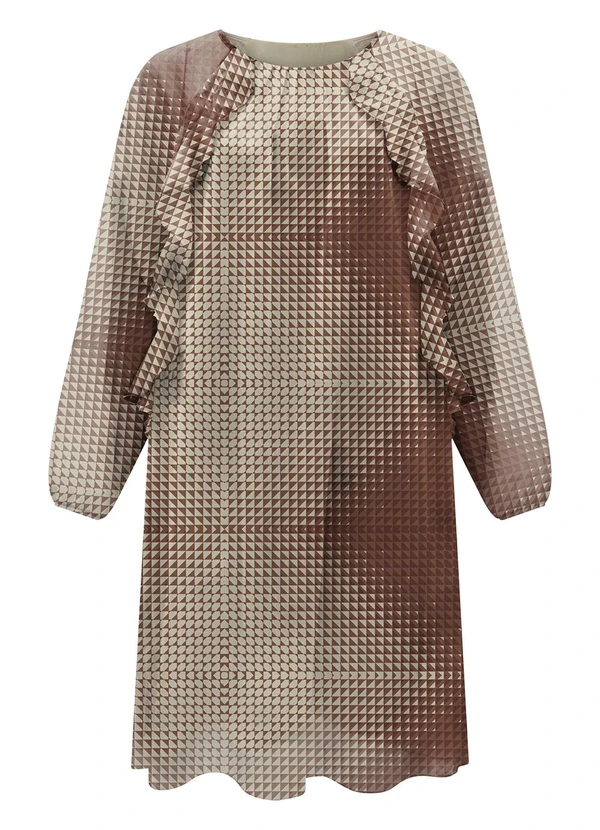 Lunender - Vestido Curto com Transparência Marrom