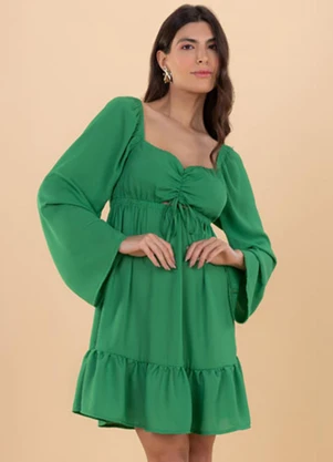 Angel - Vestido Curto Crepe Verde - ANGEL