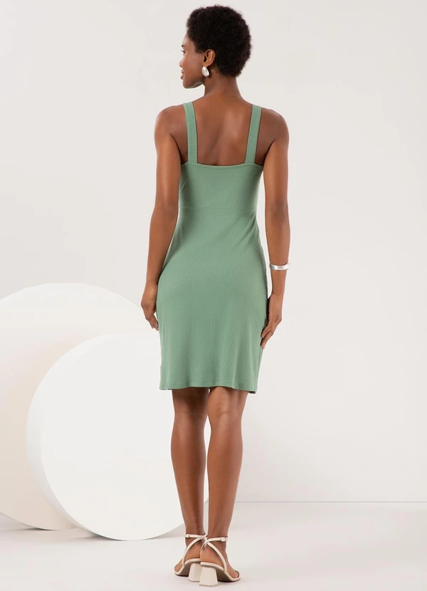 Lunender - Vestido Curto de Alças com Decote Reto Verde 2