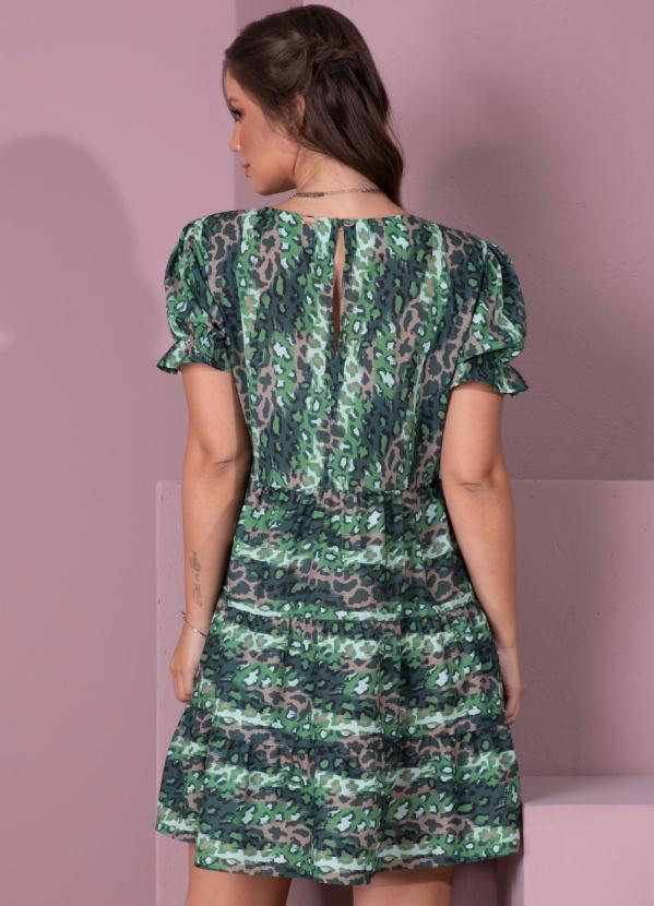 Outlet - Vestido Curto de Camadas Onça Camuflada 2