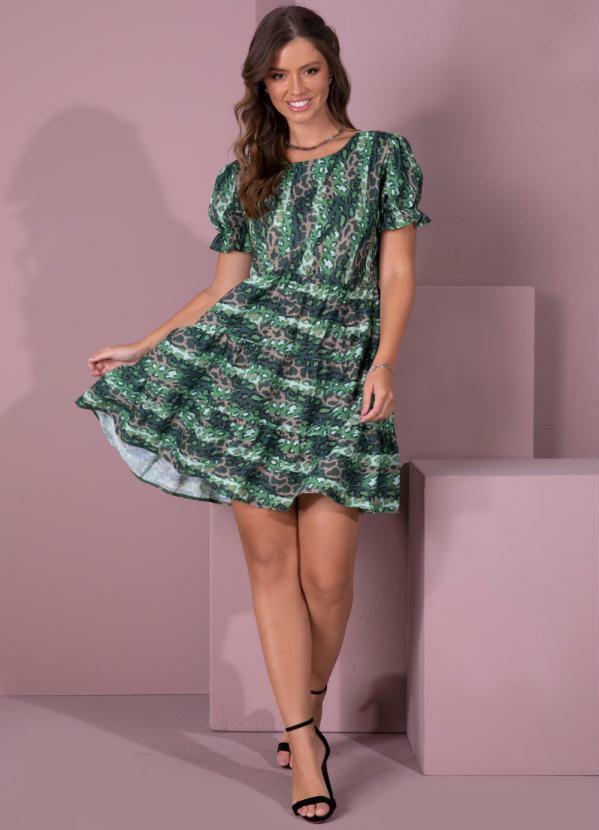 Outlet - Vestido Curto de Camadas Onça Camuflada 3