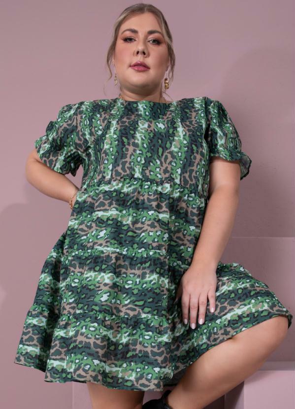 Outlet - Vestido Curto de Camadas Onça Camuflada 6