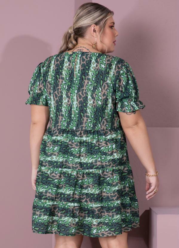 Outlet - Vestido Curto de Camadas Onça Camuflada 7