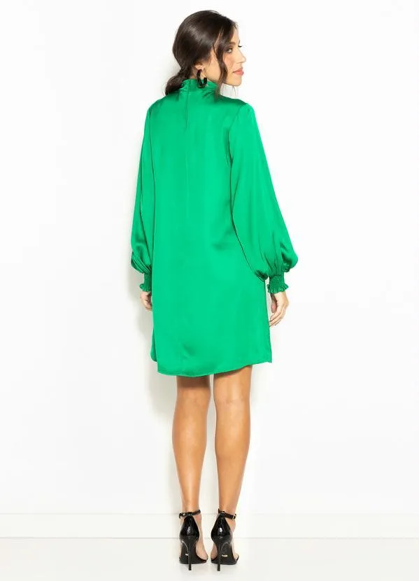 Colcci - Vestido Curto de Cetim Mangas Longas Verde 4