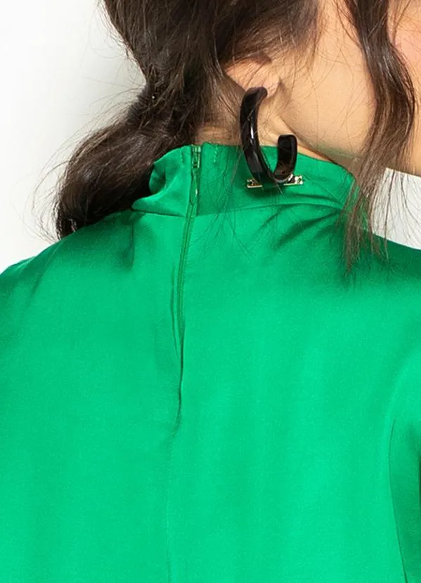 Colcci - Vestido Curto de Cetim Mangas Longas Verde 7