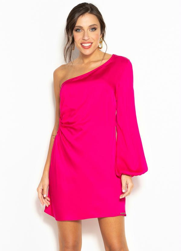 Colcci - Vestido Curto de Cetim Ombro Só Rosa