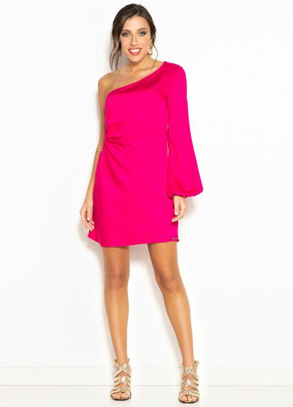 Colcci - Vestido Curto de Cetim Ombro Só Rosa 3