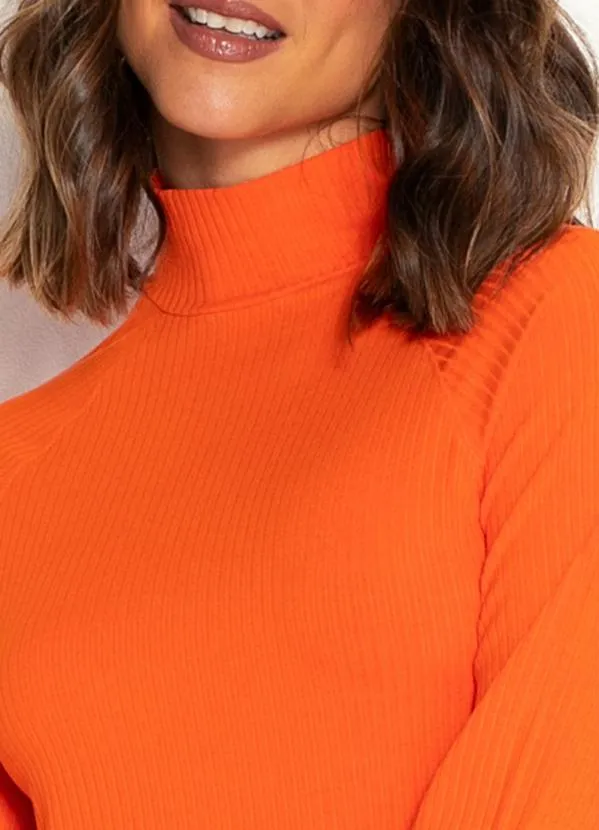 Colcci - Vestido Curto de Malha Canelada Laranja 6