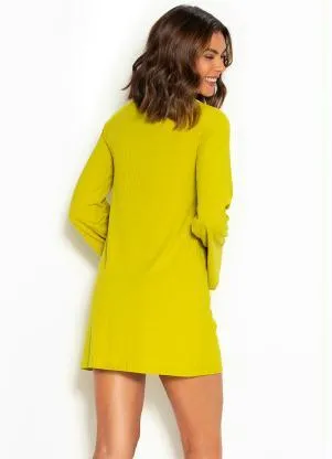 Colcci - Vestido Curto de Malha Canelada Verde - COLCCI