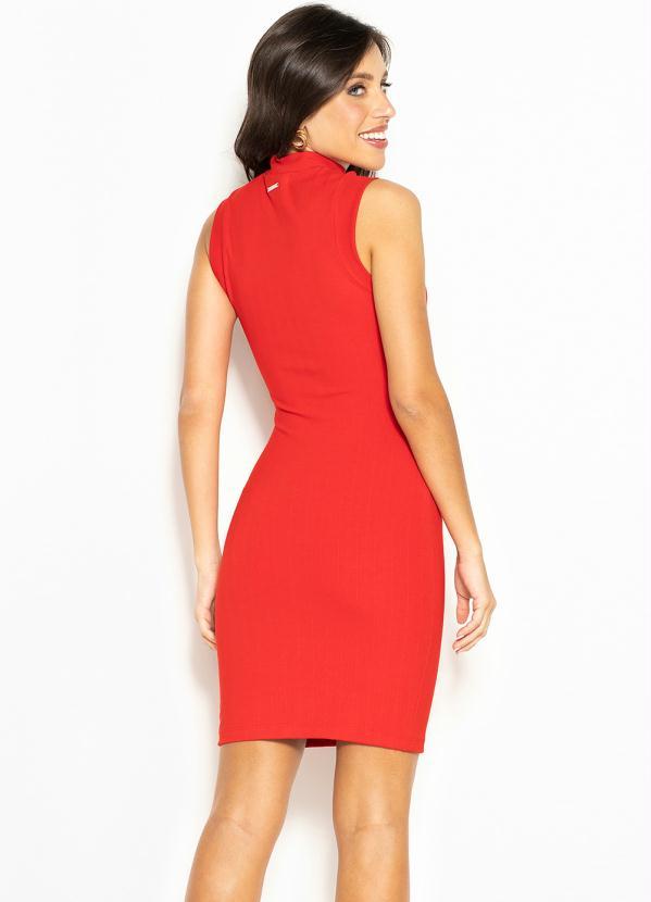 Colcci - Vestido Curto de Malha Canelada Vermelho 2