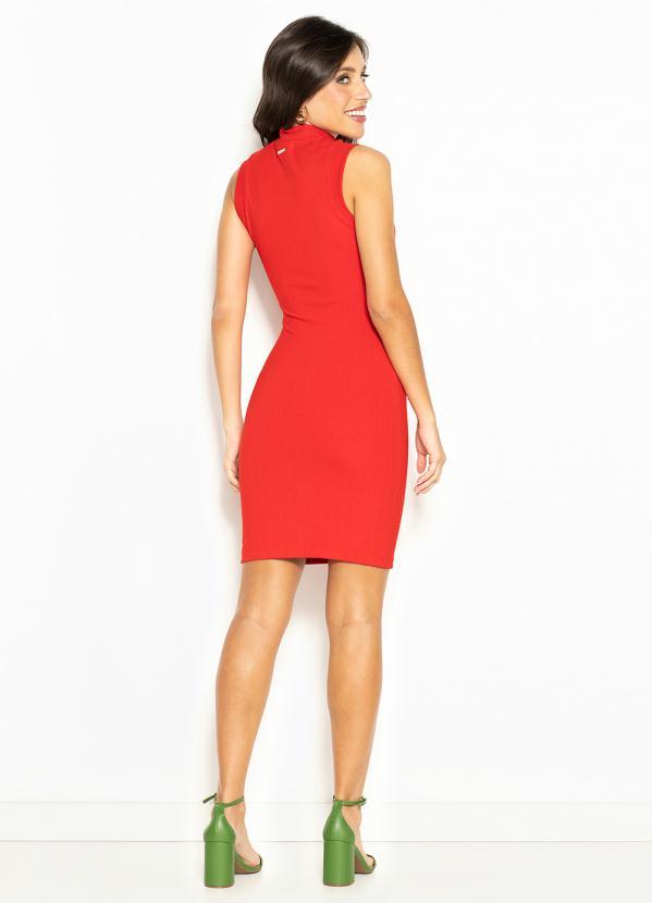 Colcci - Vestido Curto de Malha Canelada Vermelho 4