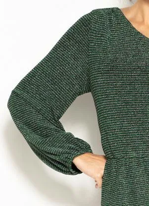 Colcci - Vestido Curto de Malha Metalizado Verde - COLCCI