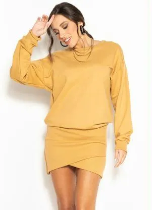 Colcci - Vestido Curto de Moletom Marrom - COLCCI