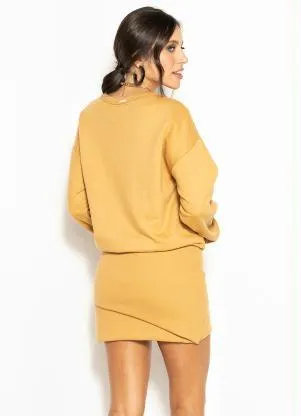 Colcci - Vestido Curto de Moletom Marrom - COLCCI