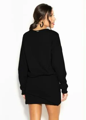 Colcci - Vestido Curto de Moletom Preto - COLCCI