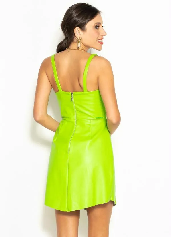 Colcci - Vestido Curto de Pu Verde 3