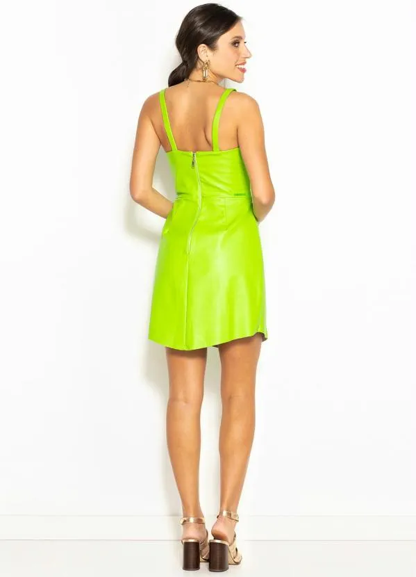 Colcci - Vestido Curto de Pu Verde 5