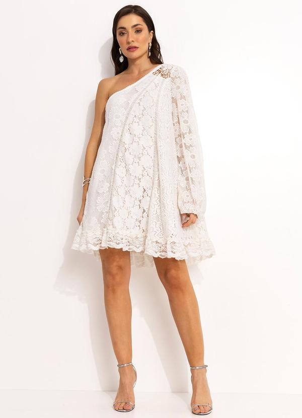 Farm - Vestido Curto de Renda  Off White 3