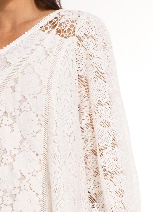 Farm - Vestido Curto de Renda  Off White 5