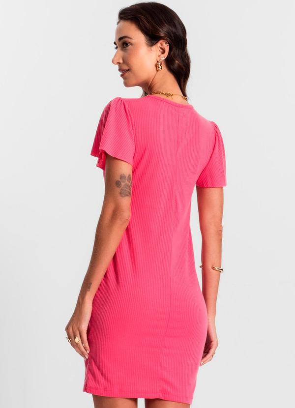 Rovitex - Vestido Curto de Ribana Canelada Rosa 2