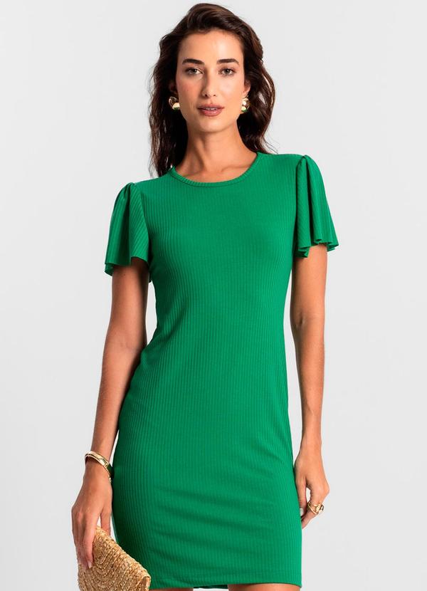 Rovitex - Vestido Curto de Ribana Canelada Verde