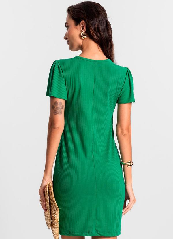 Rovitex - Vestido Curto de Ribana Canelada Verde 2