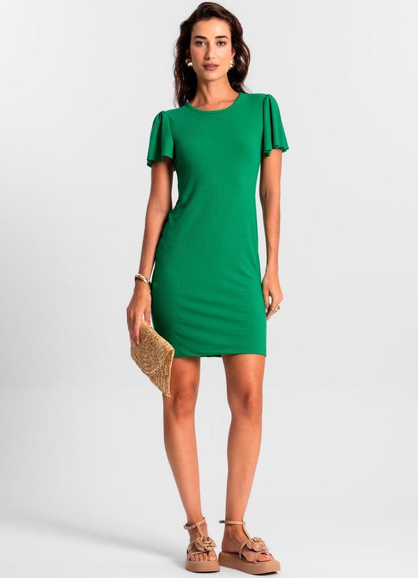 Rovitex - Vestido Curto de Ribana Canelada Verde 4