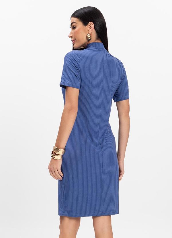Select - Vestido Curto de Ribana Feminino Azul 2