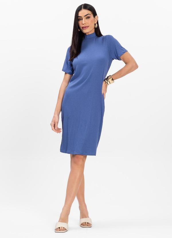 Select - Vestido Curto de Ribana Feminino Azul 3