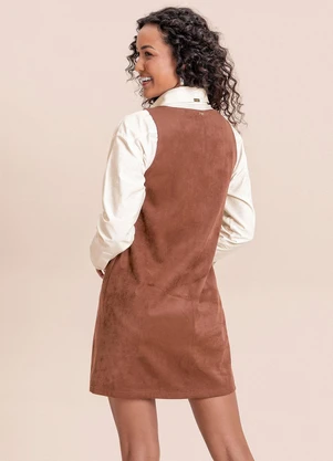 Angel - Vestido Curto de Suede Marrom - ANGEL
