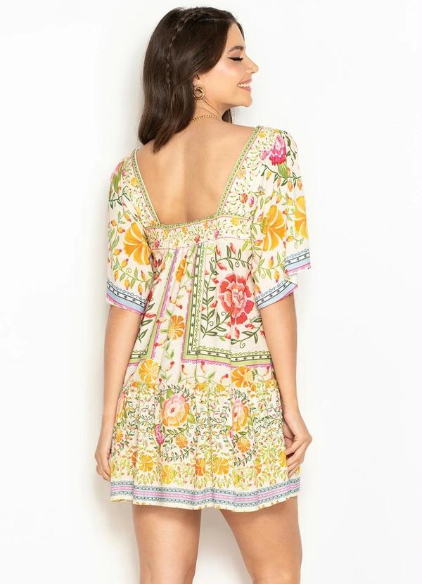 Farm - Vestido Curto de Viscose Amanhecer Off White 2