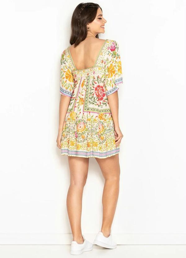 Farm - Vestido Curto de Viscose Amanhecer Off White 4