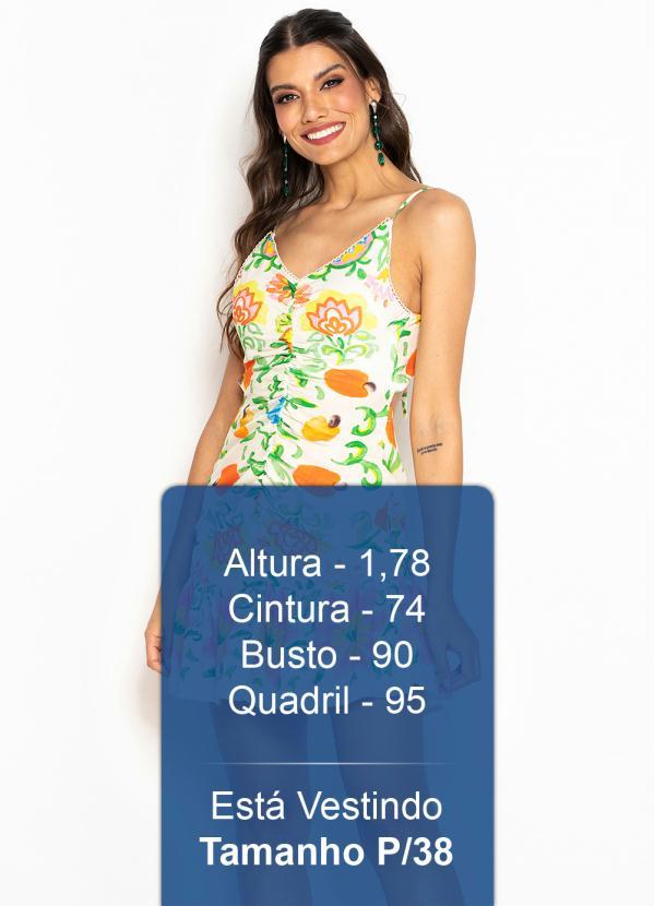 Farm - Vestido Curto de Viscose Aquarela Tropical Bege 5