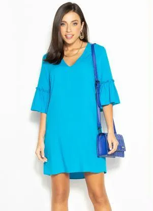 Colcci - Vestido Curto de Viscose Azul - COLCCI