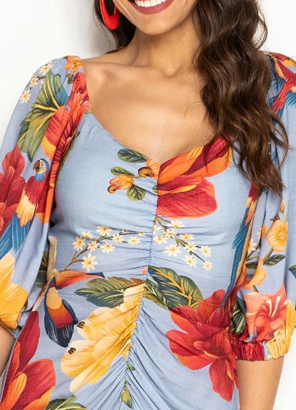 Farm - Vestido Curto de Viscose Bela Chita Azul 6