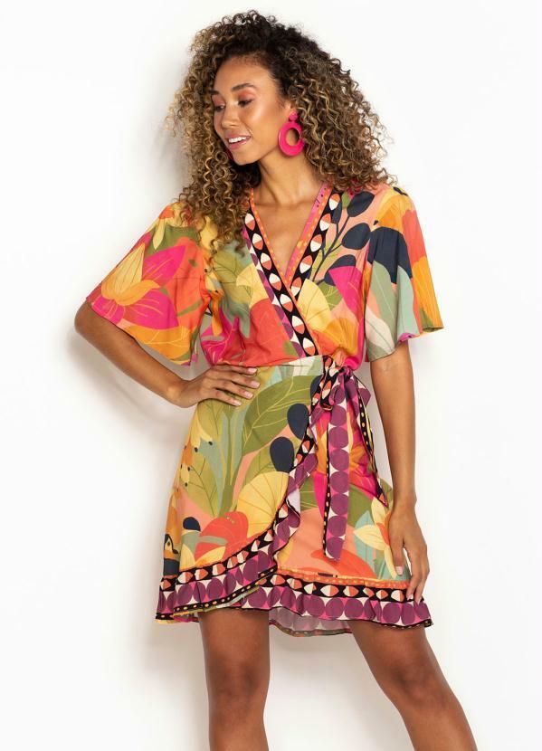 Farm - Vestido Curto de Viscose Bossa de Tucano Estampado