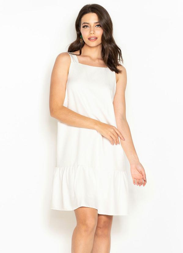 Hering - Vestido Curto de Viscose Branco