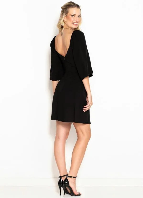 Maria Filó - Vestido Curto de Viscose Decote Vazado Preto 4