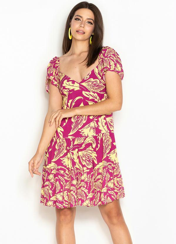 Maria Filó - Vestido Curto de Viscose Estampa Kilim Amaranto Rosa 1