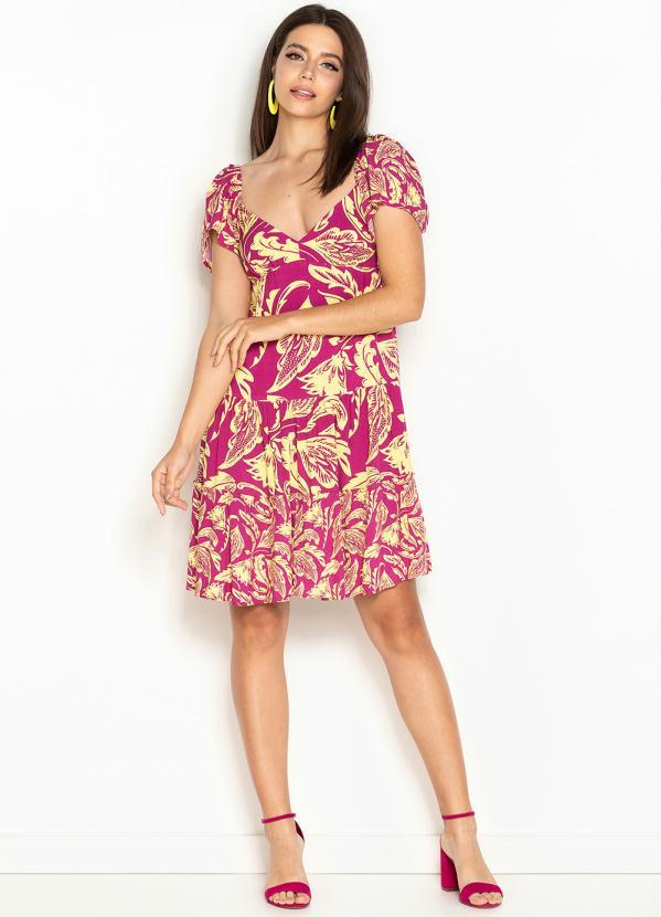 Maria Filó - Vestido Curto de Viscose Estampa Kilim Amaranto Rosa 3