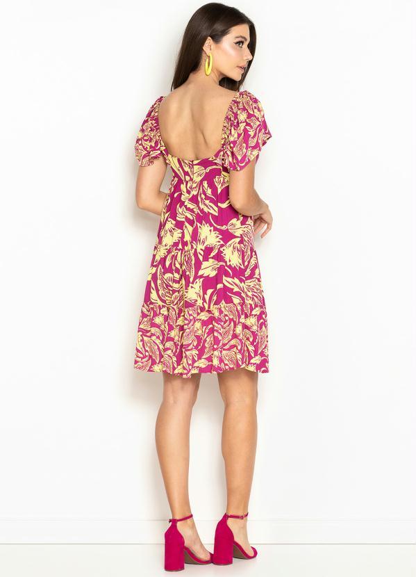 Maria Filó - Vestido Curto de Viscose Estampa Kilim Amaranto Rosa 4