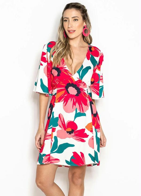 Maria Filó - Vestido Curto de Viscose Estampa Puerto Branco