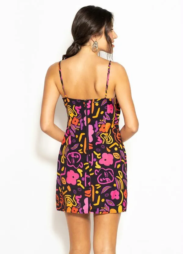 Colcci - Vestido Curto de Viscose Estampado Preto 2