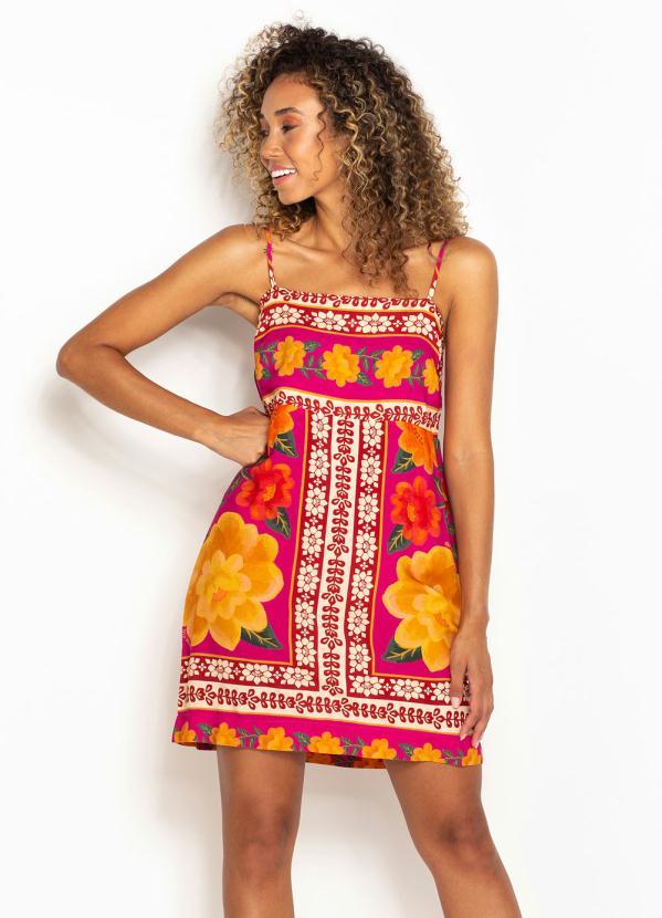 Farm - Vestido Curto de Viscose Florenza Rosa 1