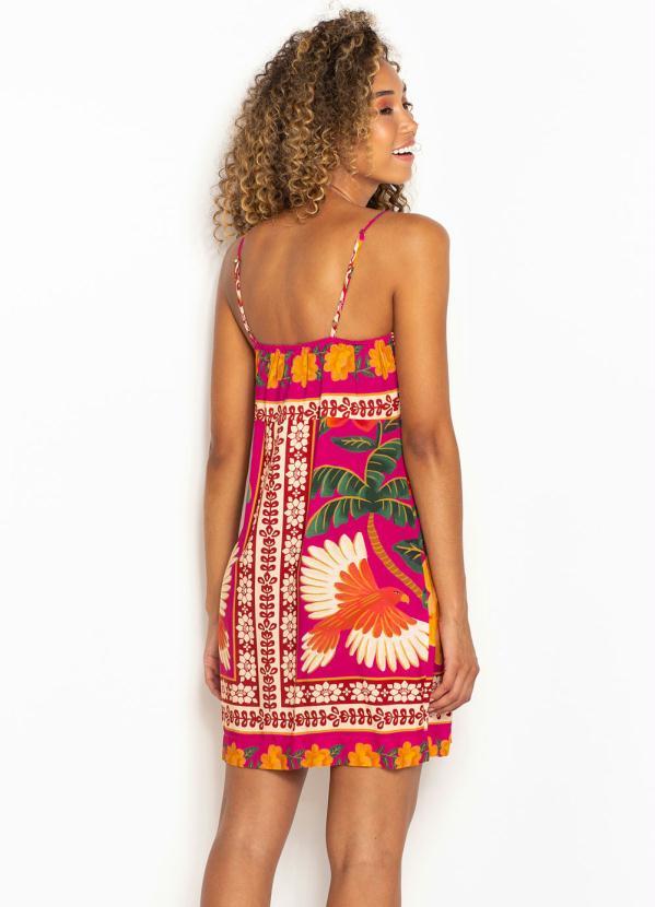 Farm - Vestido Curto de Viscose Florenza Rosa 2