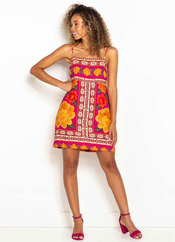 Farm - Vestido Curto de Viscose Florenza Rosa 3